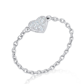 Heart Silver Chain Ring NSR-3176
